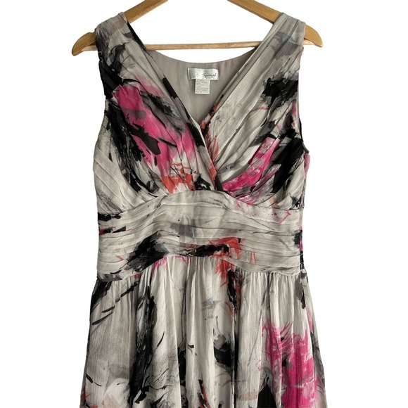 Spiegel Womens Size 10 100% Silk‎ V Neck Artzy Print Dress - Picture 4 of 5